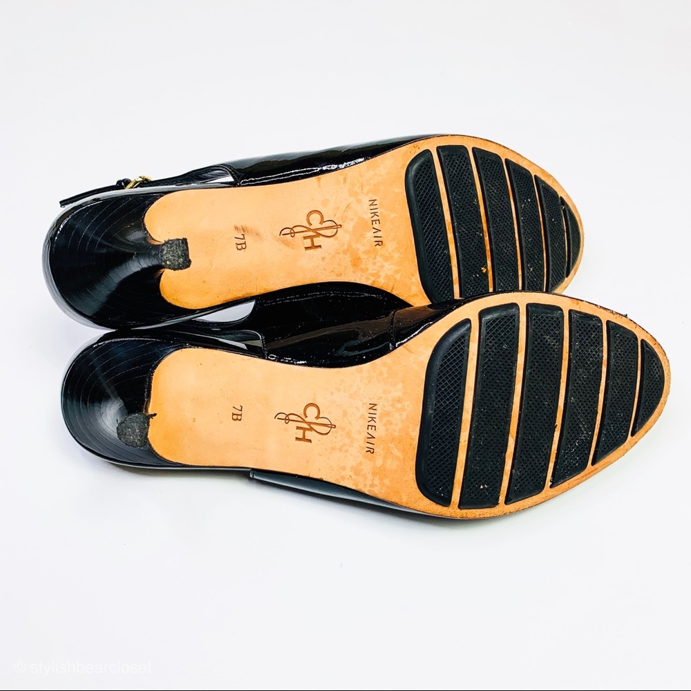 Cole Haan PeepToe Patent Leather Black Heel - Picture 2 of 6